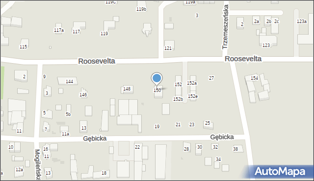 Gniezno, Roosevelta Franklina Delano, 150, mapa Gniezna