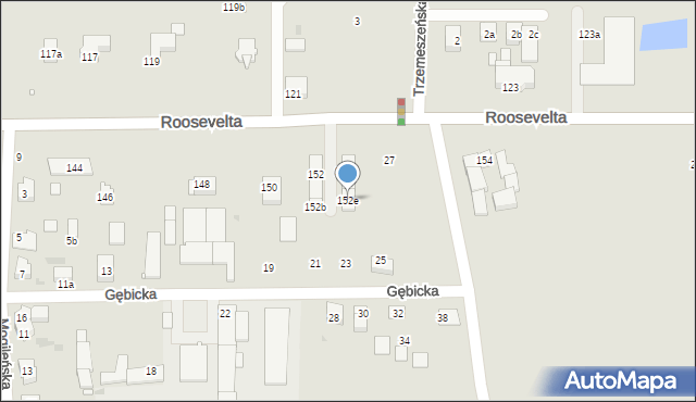 Gniezno, Roosevelta Franklina Delano, 152e, mapa Gniezna