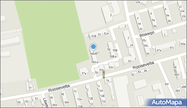 Gniezno, Roosevelta Franklina Delano, 59A/b, mapa Gniezna