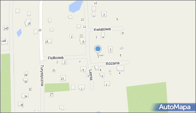 Grabowo Kościerskie, Różana, 1, mapa Grabowo Kościerskie