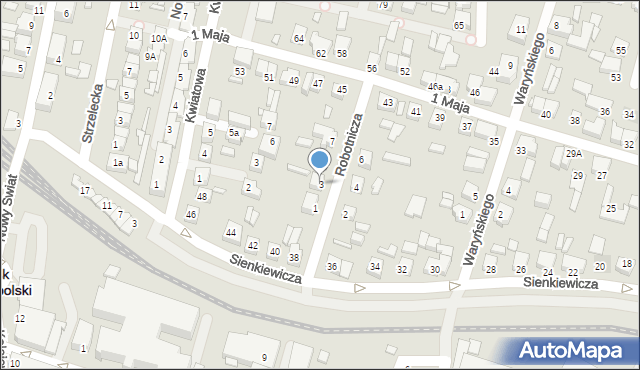 Grodzisk Wielkopolski, Robotnicza, 3, mapa Grodzisk Wielkopolski