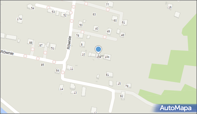 Grybów, Równie, 10a, mapa Grybów