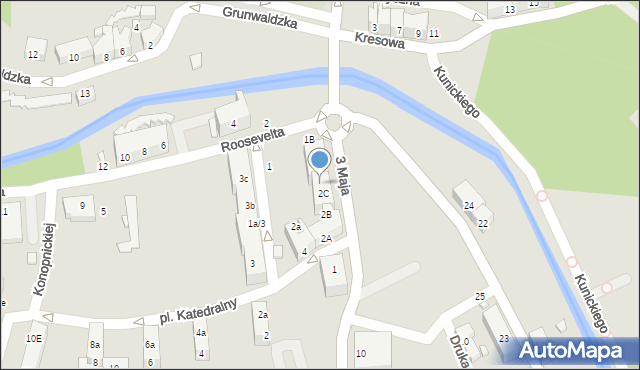 Gubin, Roosevelta Franklina Delano, 1a, mapa Gubin