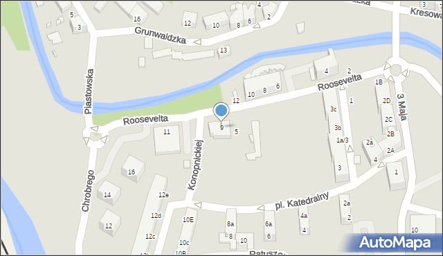 Gubin, Roosevelta Franklina Delano, 9, mapa Gubin