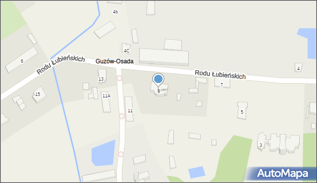 Guzów, Rodu Łubieńskich, 9, mapa Guzów