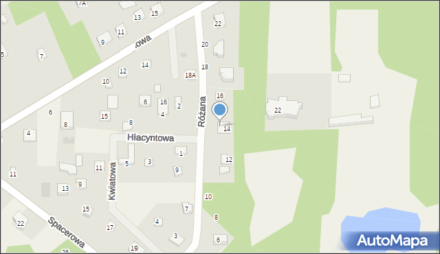 Huta Dłutowska, Różana, 14, mapa Huta Dłutowska