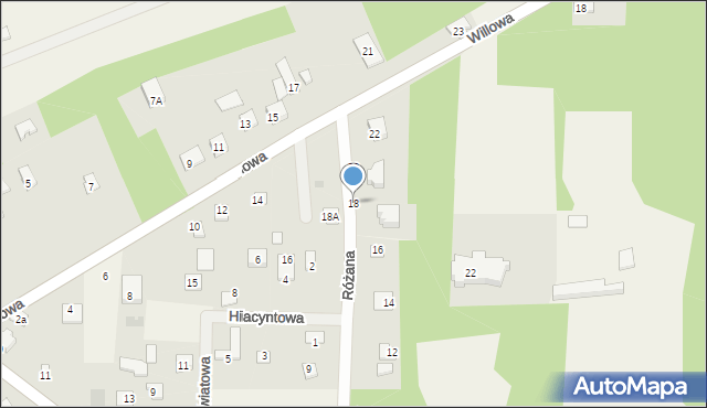 Huta Dłutowska, Różana, 18, mapa Huta Dłutowska