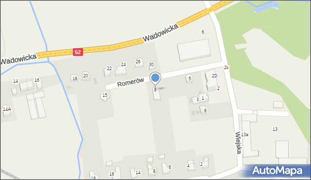 Inwałd, Romerów, 9, mapa Inwałd