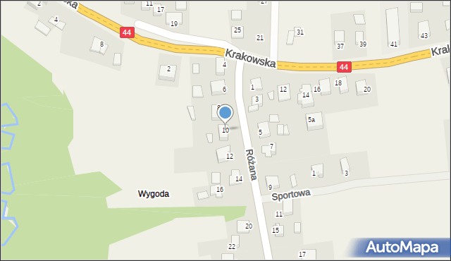 Jaśkowice, Różana, 10, mapa Jaśkowice