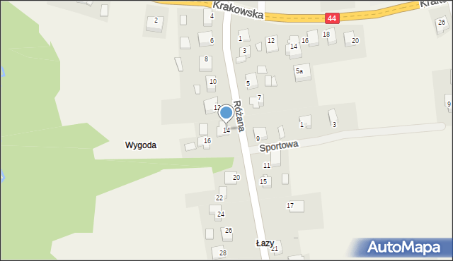 Jaśkowice, Różana, 14, mapa Jaśkowice