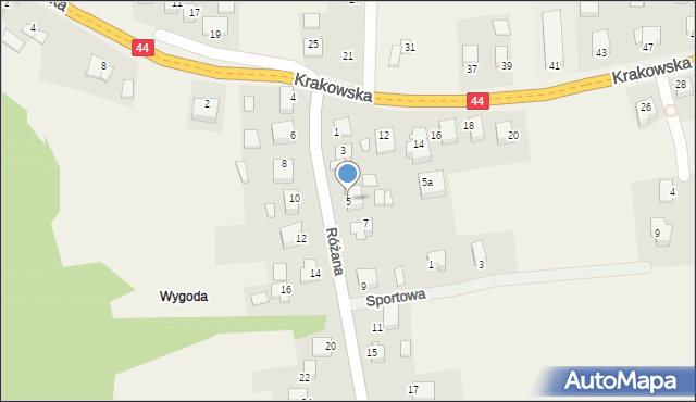 Jaśkowice, Różana, 5, mapa Jaśkowice