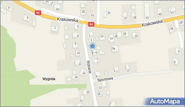 Jaśkowice, Różana, 5, mapa Jaśkowice