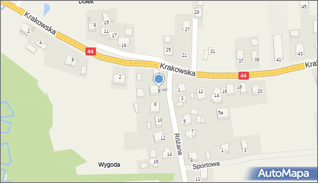 Jaśkowice, Różana, 6, mapa Jaśkowice