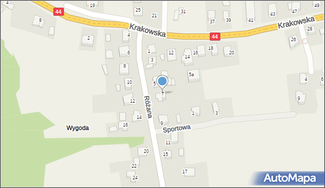 Jaśkowice, Różana, 7, mapa Jaśkowice