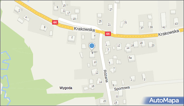 Jaśkowice, Różana, 8, mapa Jaśkowice