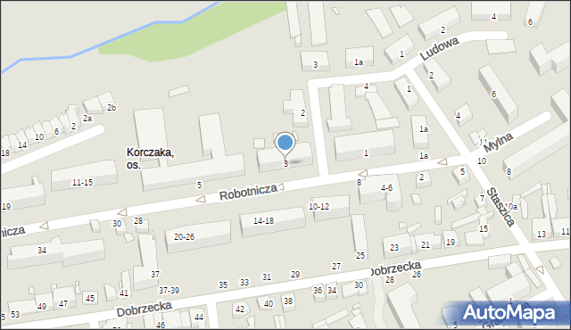 Kalisz, Robotnicza, 3, mapa Kalisza