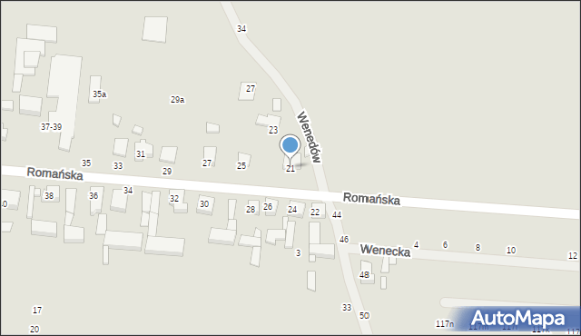 Kalisz, Romańska, 21, mapa Kalisza