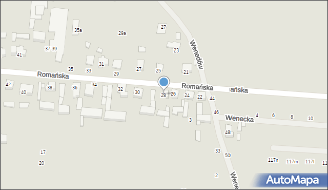 Kalisz, Romańska, 28, mapa Kalisza