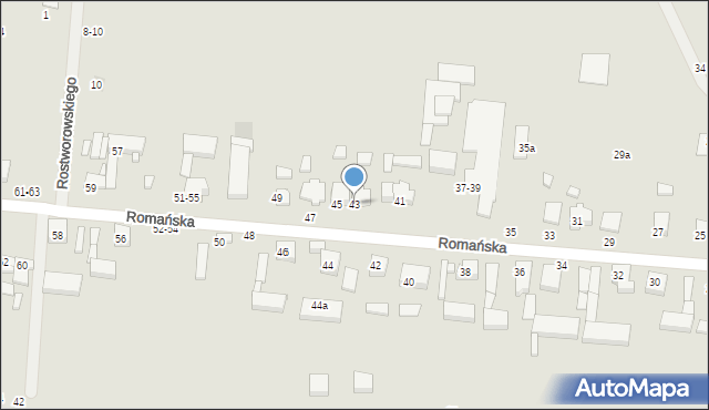 Kalisz, Romańska, 43, mapa Kalisza