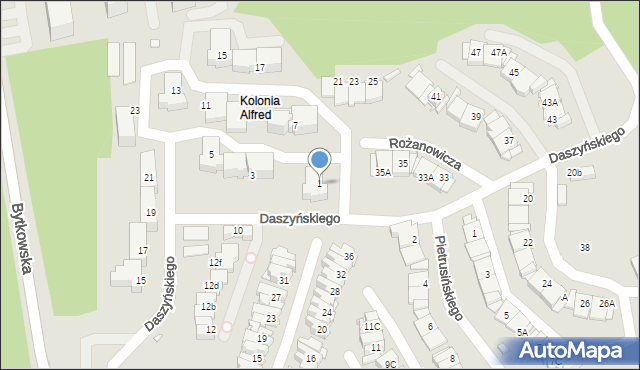 Katowice, Rożanowicza Stanisława, 1, mapa Katowic
