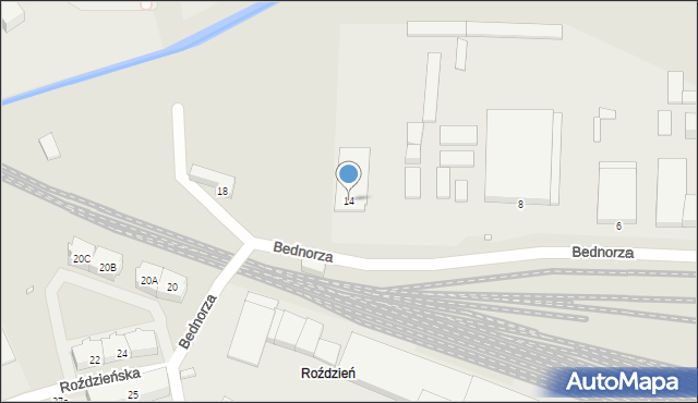 Katowice, Roździeńska, 14, mapa Katowic