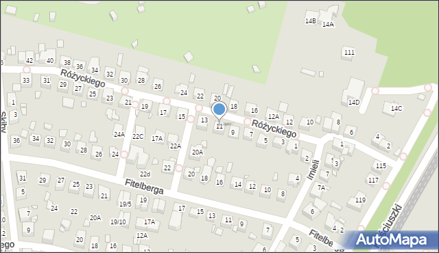 Katowice, Różyckiego Ludomira, 11, mapa Katowic