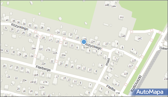 Katowice, Różyckiego Ludomira, 7, mapa Katowic