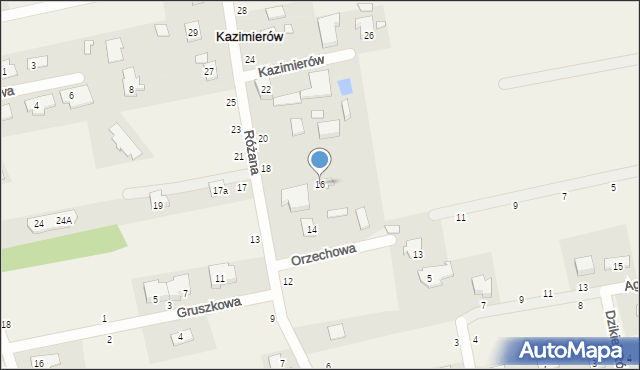 Kazimierów, Różana, 16, mapa Kazimierów