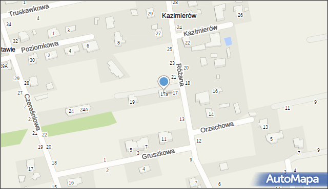 Kazimierów, Różana, 17a, mapa Kazimierów