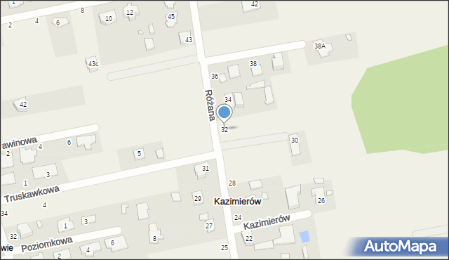 Kazimierów, Różana, 32, mapa Kazimierów