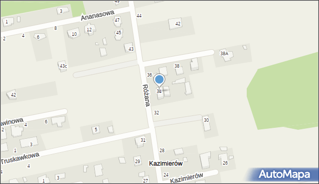 Kazimierów, Różana, 34, mapa Kazimierów