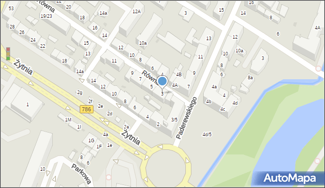 Kielce, Równa, 3, mapa Kielc