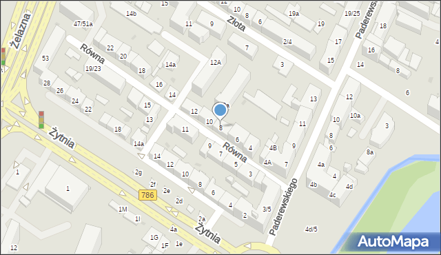 Kielce, Równa, 8, mapa Kielc