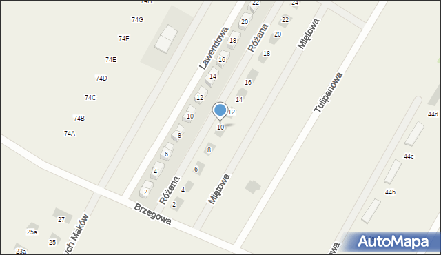 Kiełpin, Różana, 10, mapa Kiełpin