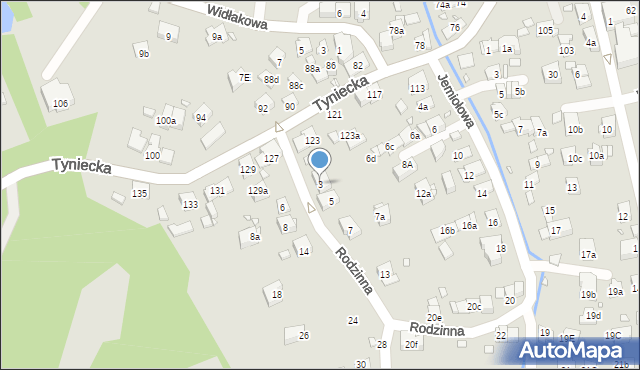 Kraków, Rodzinna, 3, mapa Krakowa