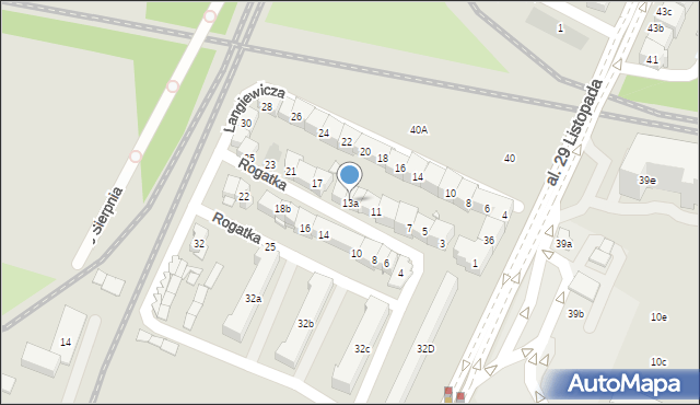 Kraków, Rogatka, 13a, mapa Krakowa