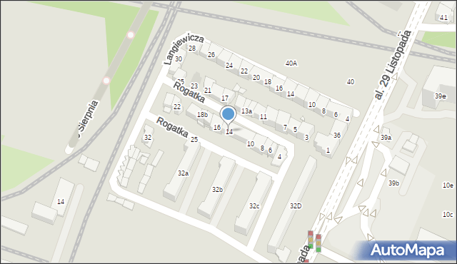 Kraków, Rogatka, 14, mapa Krakowa