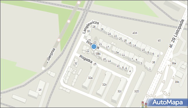 Kraków, Rogatka, 20, mapa Krakowa