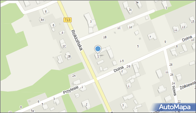 Kraszew, Rokicińska, 1, mapa Kraszew