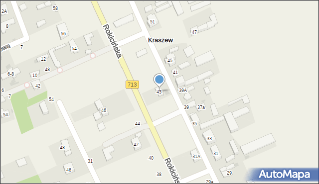 Kraszew, Rokicińska, 43, mapa Kraszew