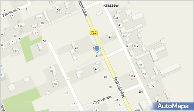 Kraszew, Rokicińska, 44, mapa Kraszew