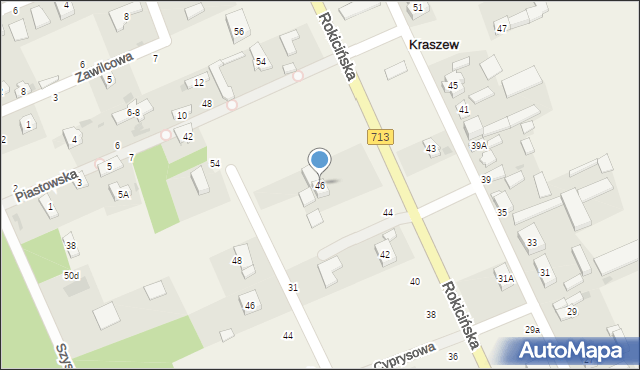 Kraszew, Rokicińska, 46, mapa Kraszew