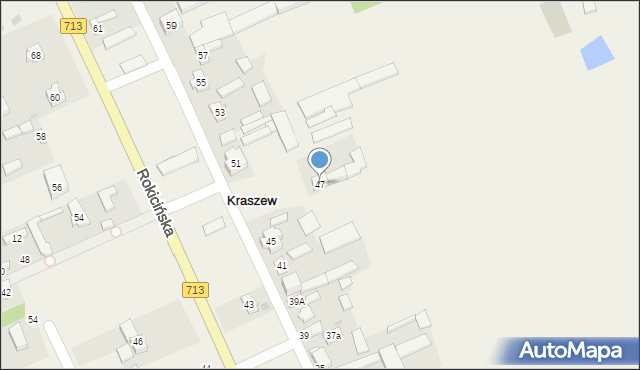 Kraszew, Rokicińska, 47, mapa Kraszew