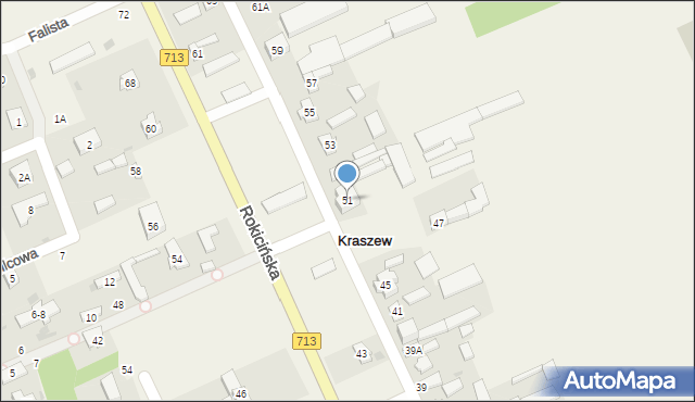 Kraszew, Rokicińska, 51, mapa Kraszew
