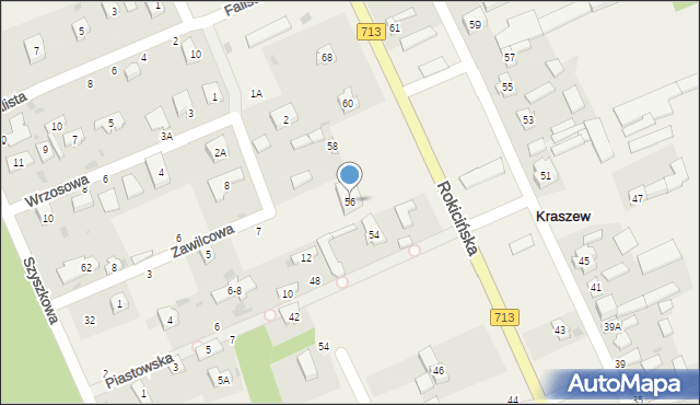 Kraszew, Rokicińska, 56, mapa Kraszew
