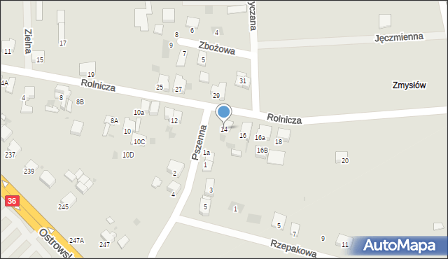 Krotoszyn, Rolnicza, 14, mapa Krotoszyna