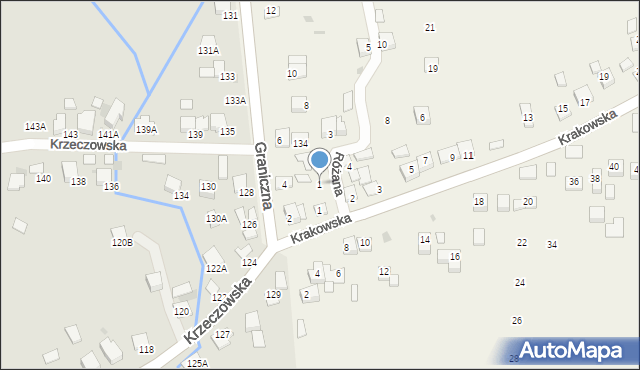 Krzeczów, Różana, 1, mapa Krzeczów