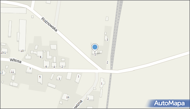 Krzywizna, Rożnowska, 1, mapa Krzywizna