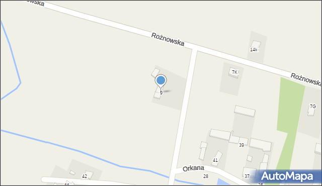 Krzywizna, Rożnowska, 9, mapa Krzywizna