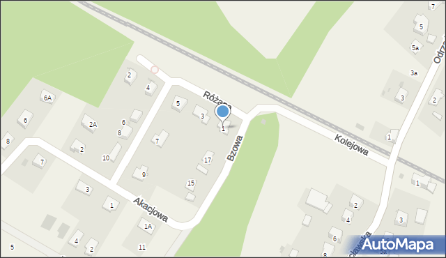 Księginice, Różana, 1, mapa Księginice